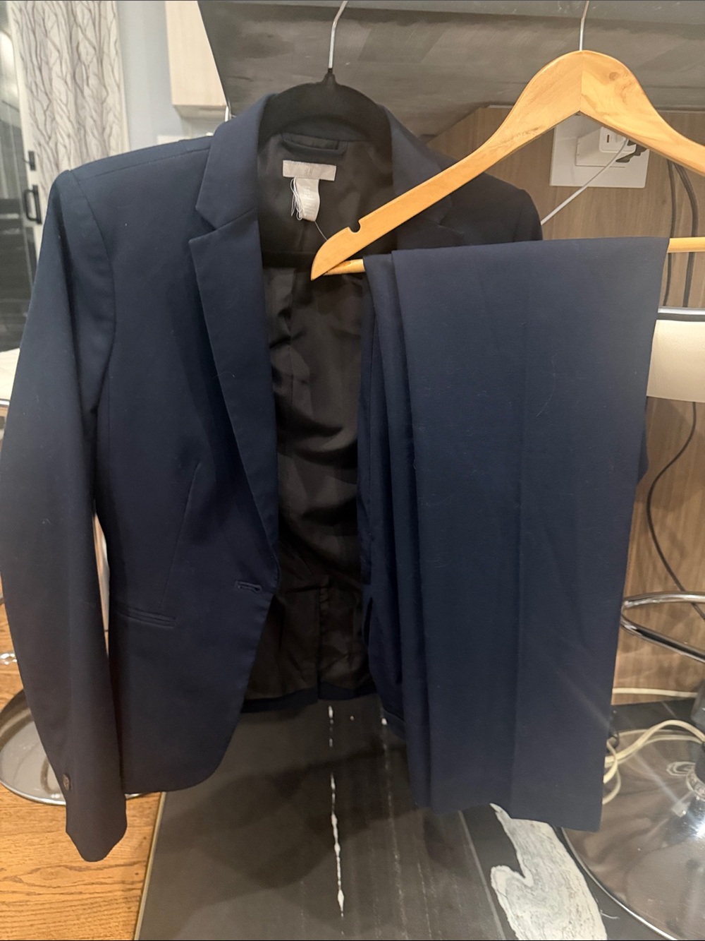 H&M Navy Tailored Blazer & Trousers